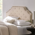 Queen&Full Sized Headboard Queen Beige Fabric