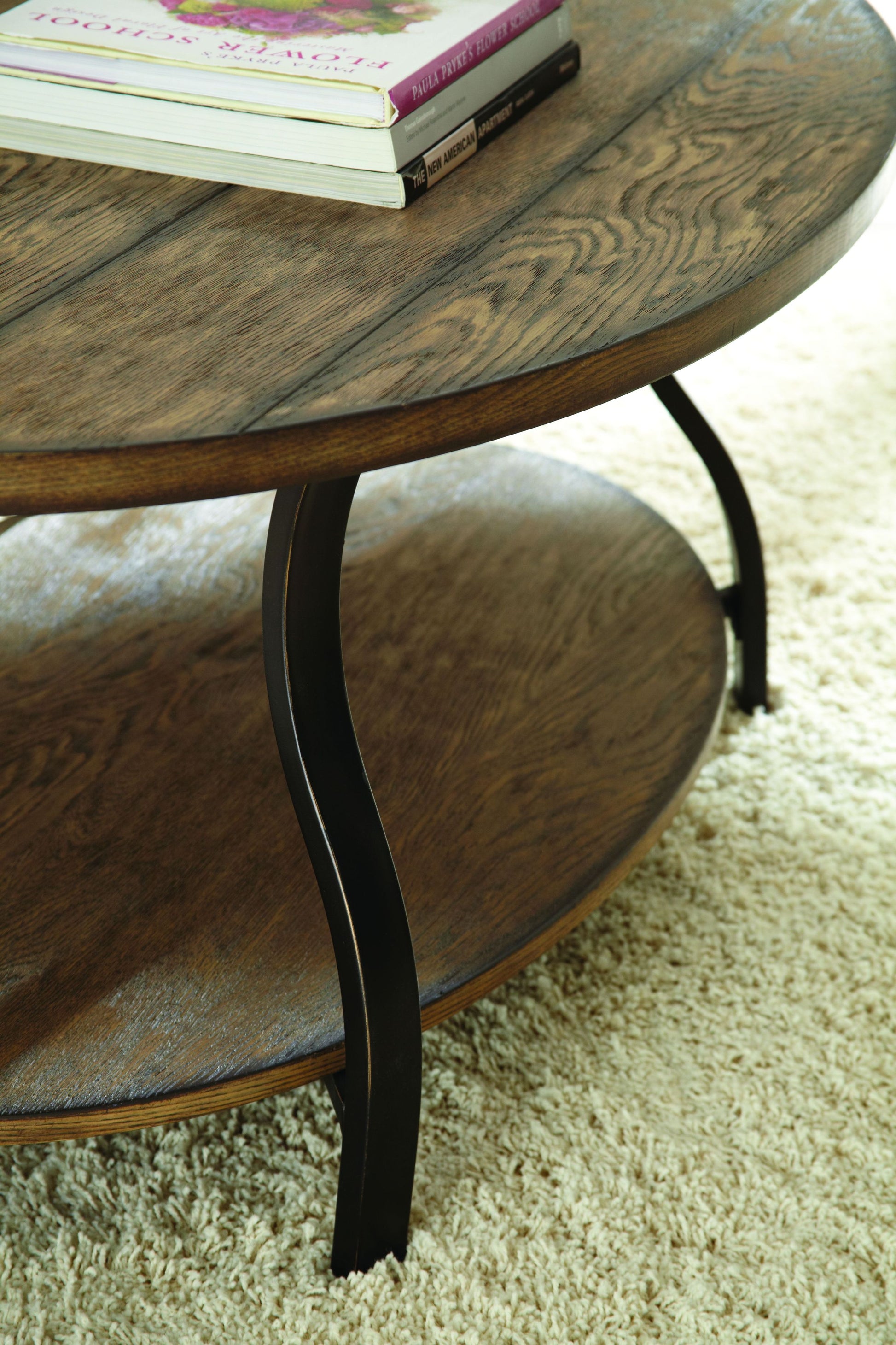 Denise Oval Cocktail Table Brown Brown Iron