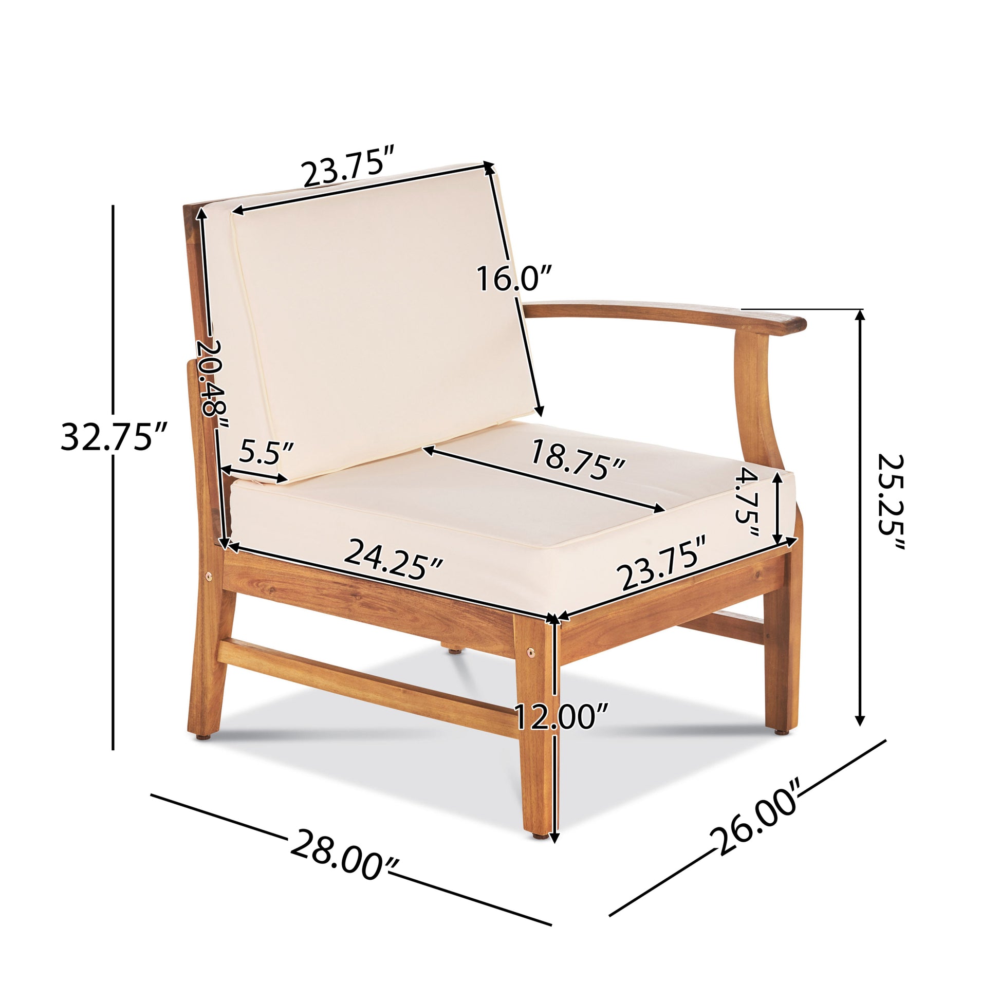 Perla 3 Seater Sofa And Table Set, Cream Cream Acacia Wood