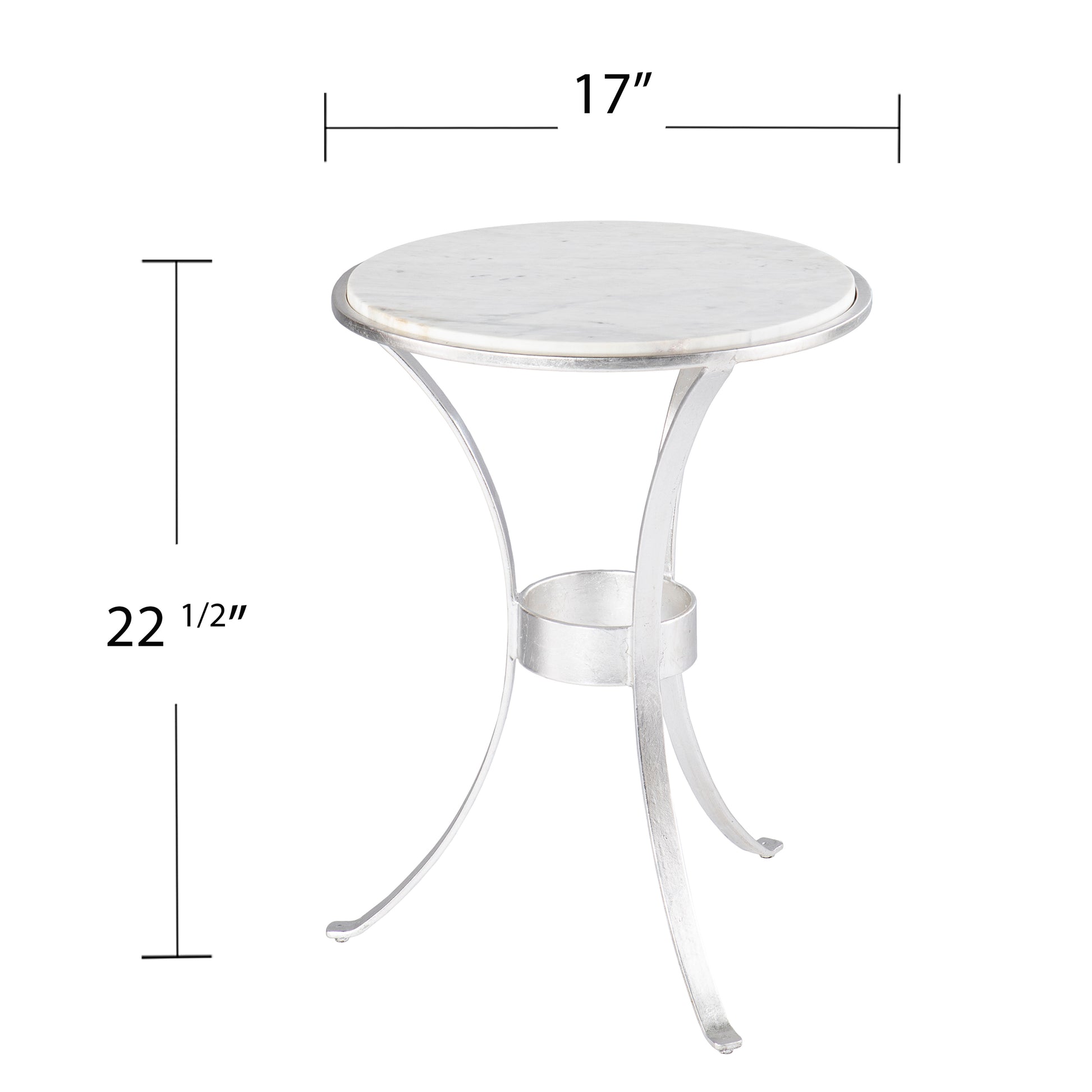 Fordoche Round Accent Table Silver Silver Marble