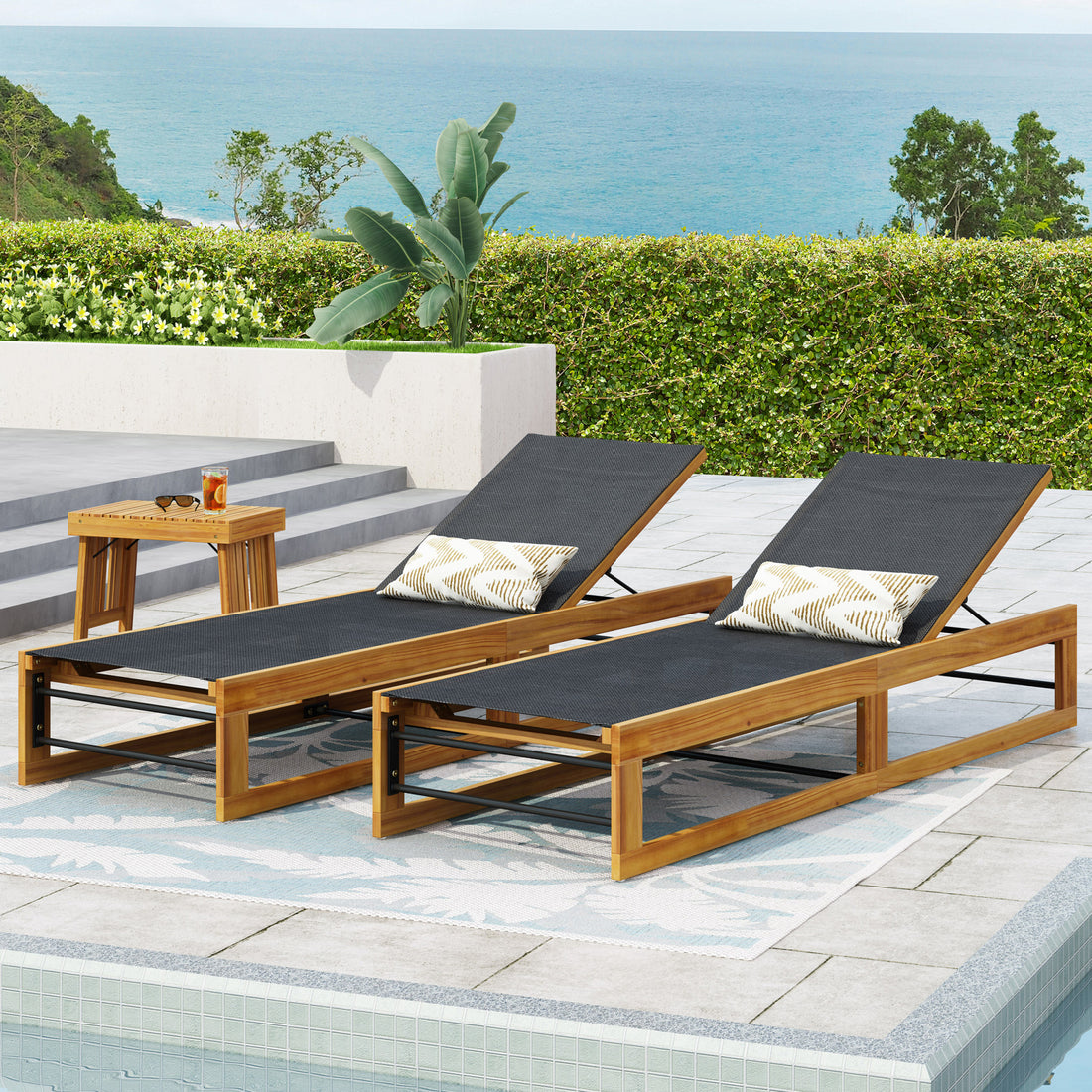 Mia Chaise Lounge Teak Metal & Wood