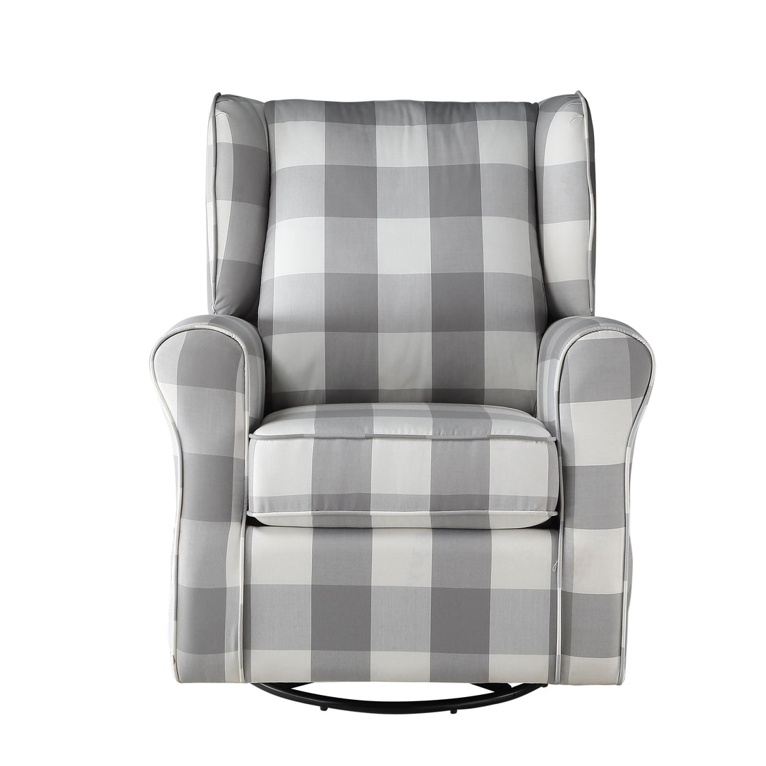 Grey And White Rolled Arm Swivel Chair With Glider Grey Primary Living Space Traditional Pine Wood Fabric