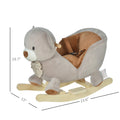 Qaba Kids Rocking Horse, Bear Shaped Plush Toddler Ride On Horse With Sound, Wooden Base & Safety Belt For 18 36 Months, Gray Gray Plush