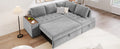 Mirod 91.5 Inch L Shaped Couch With Pull Out Bed And Storage Sectional Sleeper Sofa With Hidden Storagewide Armrest With Storage,For Living Room, Apartment, Bedroom, Office Light Grey Polyester 3