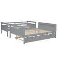 Twin Over Full Bunk Bed With Ladder, Twin Size Trundle, Safety Guardrail, Gray Box Spring Not Required Twin Gray Wood Bedroom Bunk Pine