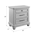 Mariano Gray 3 Drawer Nightstand With Usb Gray Solid Wood