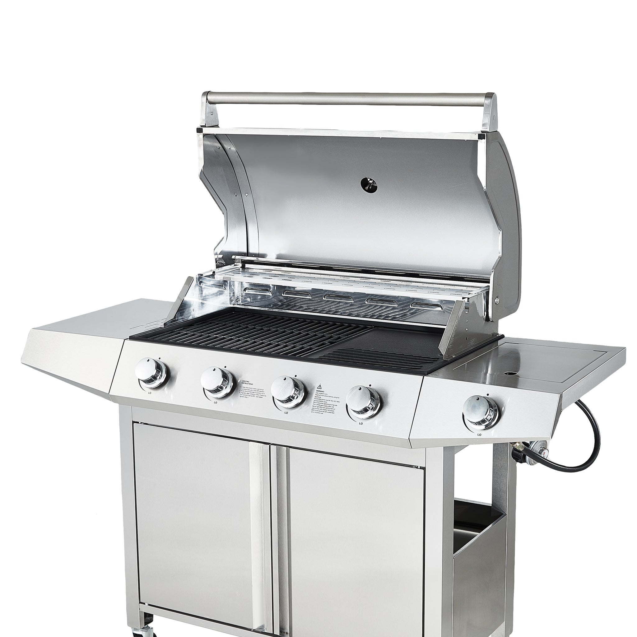 Propane Grill 4 Burner Barbecue Grill Stainless Steel Gas Grill Silver Garden & Outdoor Stainless Steel