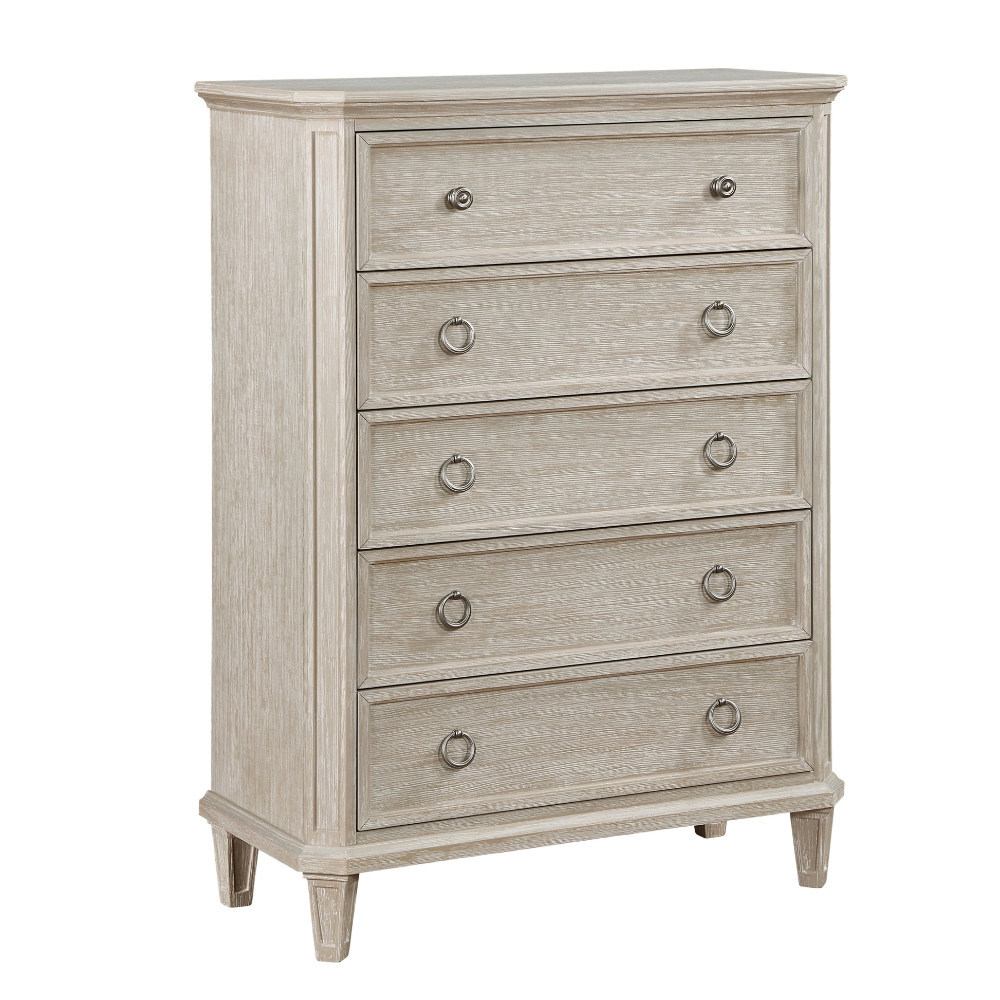 Traditional Design Bedroom Furniture 1Pc Chest Of 5X Drawers Light Brownish Gray Finish Clipped Corners Light Brown Bedroom Wood