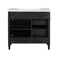 36'' Bathroom Vanity With Top Sink, Modern Bathroom Storage Cabinet With 2 Drawers And A Tip Out Drawer, Single Sink Bathroom Vanity Black Bathroom Solid Wood Mdf