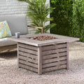 Rene Square Iron Fire Pit 50,000 Btu Tank Inside Wood Iron