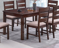 Contemporary Antique Cherry 7Pc Dining Set Table And 6X Side Chairs Melamine Table Top Fabric Cushion Seats Chairs Solid Wood Dining Room Furniture Upholstered Chair Wood Cherry Ladder Back Seats 6 Dining Room Solid Wood Classic,Contemporary,Modern