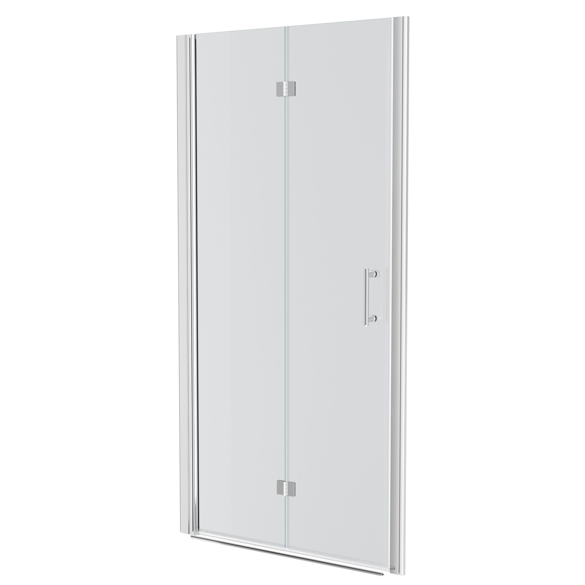 34"W X 72"H Fold Frameless Shower Door With Tempered Glass, Chrome Chrome Glass