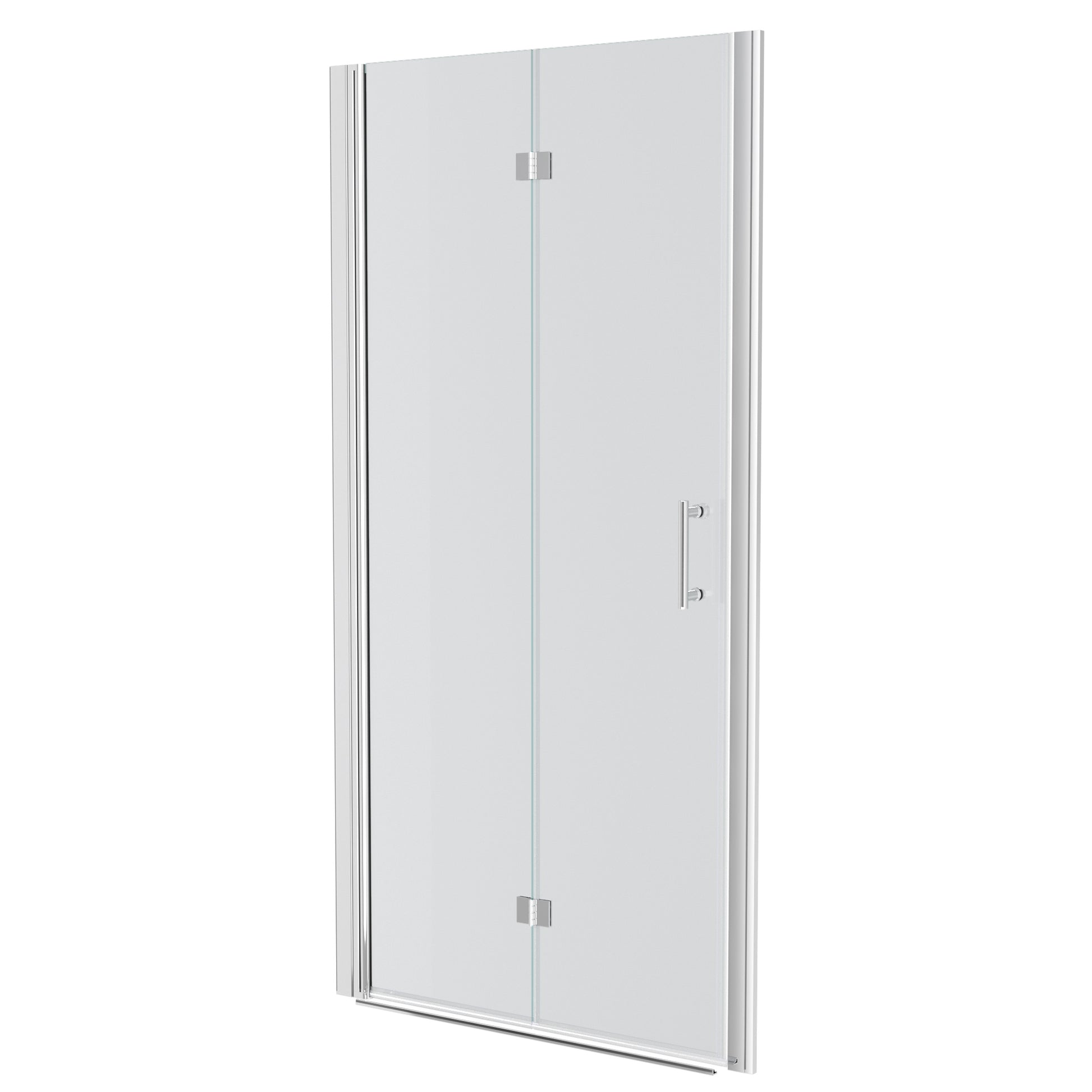 30"W X 72"H Fold Frameless Shower Door With Tempered Glass, Chrome Chrome Glass