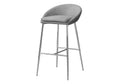 Bar Stool, Set Of 2, Bar Height, Chrome Metal, Grey Fabric, Contemporary, Modern Grey Foam Polyester