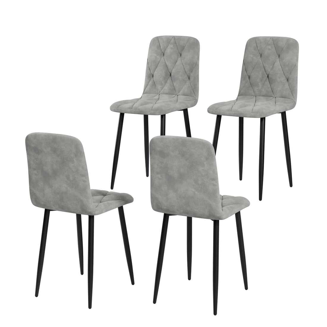 Dining Chairs Set Of 4, Modern Kitchen Dining Room Chairs, Velvet Dining Chair Upholstered Cushion Seat And Sturdy Metal Legs Gray Velvet