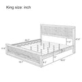 3 Pieces Vintage Farmhouse Style King Size Platform Bed With 10 Wooden Slats Support 2 Nightstands, No Box Spring Needed, Rustic Brown Box Spring Not Required King Rustic Brown Wood 3 Piece Set Bedroom Traditional Plywood