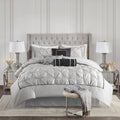7 Piece Tufted Comforter Set Grey King King Grey Polyester