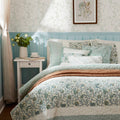 6 Piece Cotton Percale Quilt Set With Throw Pillows Aqua Full Queen Full Aqua Polyester