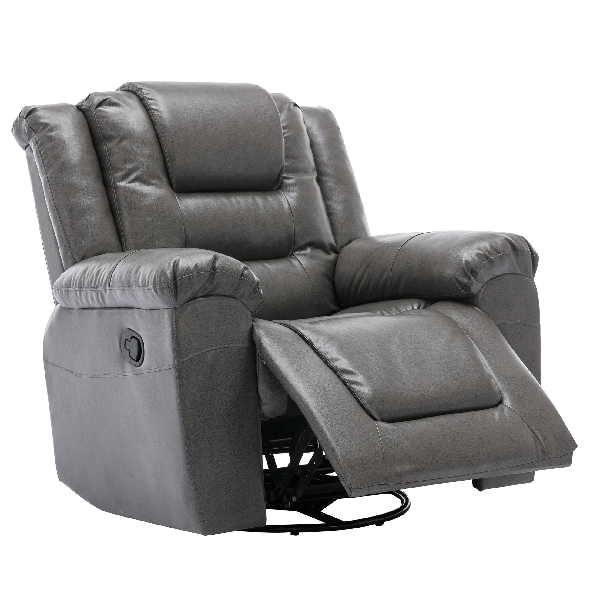 360 Swivel And Rocking Home Theater Recliner Manual Recliner Chair With Wide Armrest For Living Room,Bedroom, Grey Grey Foam Pu