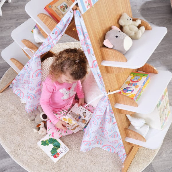 Book Nook Tent With Shelves Brown Mdf Wood