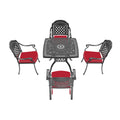 Cushions In Random Colors 5 Piece Set Of Cast Aluminum Patio Furniture With Cushions Yes Dining Set Black Seats 4 Rust Resistant Frame Water Resistant Cushion Garden & Outdoor Complete Patio Sets Aluminium