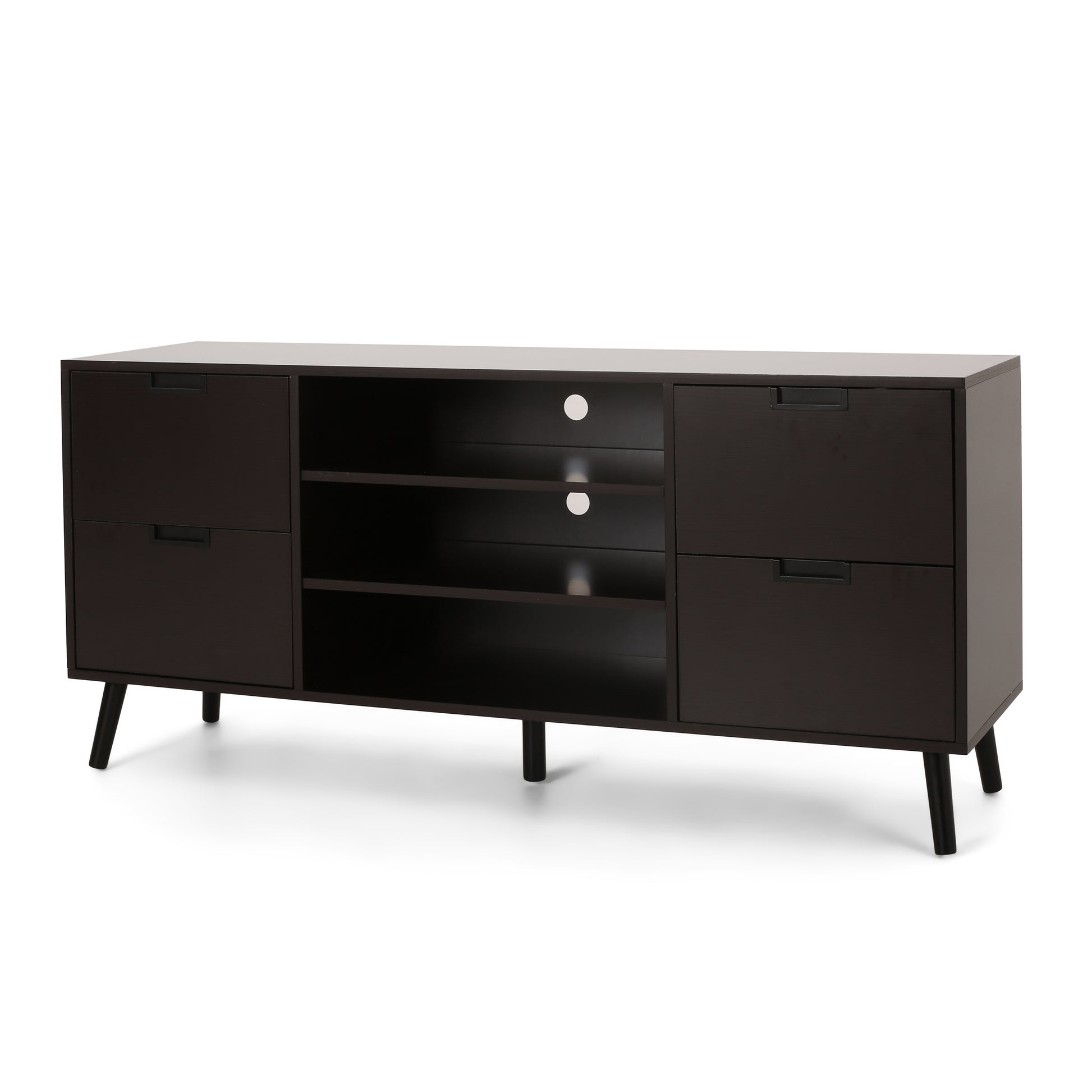 Tv Stand Dark Brown 50 59 Inches Wood