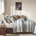 7 Piece Comforter Set Blue King King Blue Polyester
