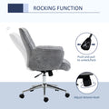 Vinsetto Microfiber Home Office Chair, Height Adjustable Button Tufted Computer Desk Chair With Swivel Wheels, Tilt Function And Padded Armrests, Light Gray Light Grey Steel