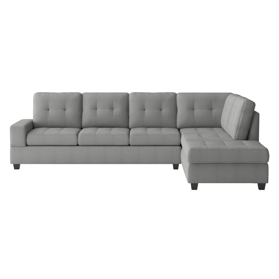 Modern Living Room 2 Piece Reversible Sectional With Drop Down Cup Holders Sofa Chaise Gray Microfiber Upholstered Tufted Details Gray Microfiber Wood Primary Living Space Modern L Shaped Plywood,Solid Wood 6 Seat