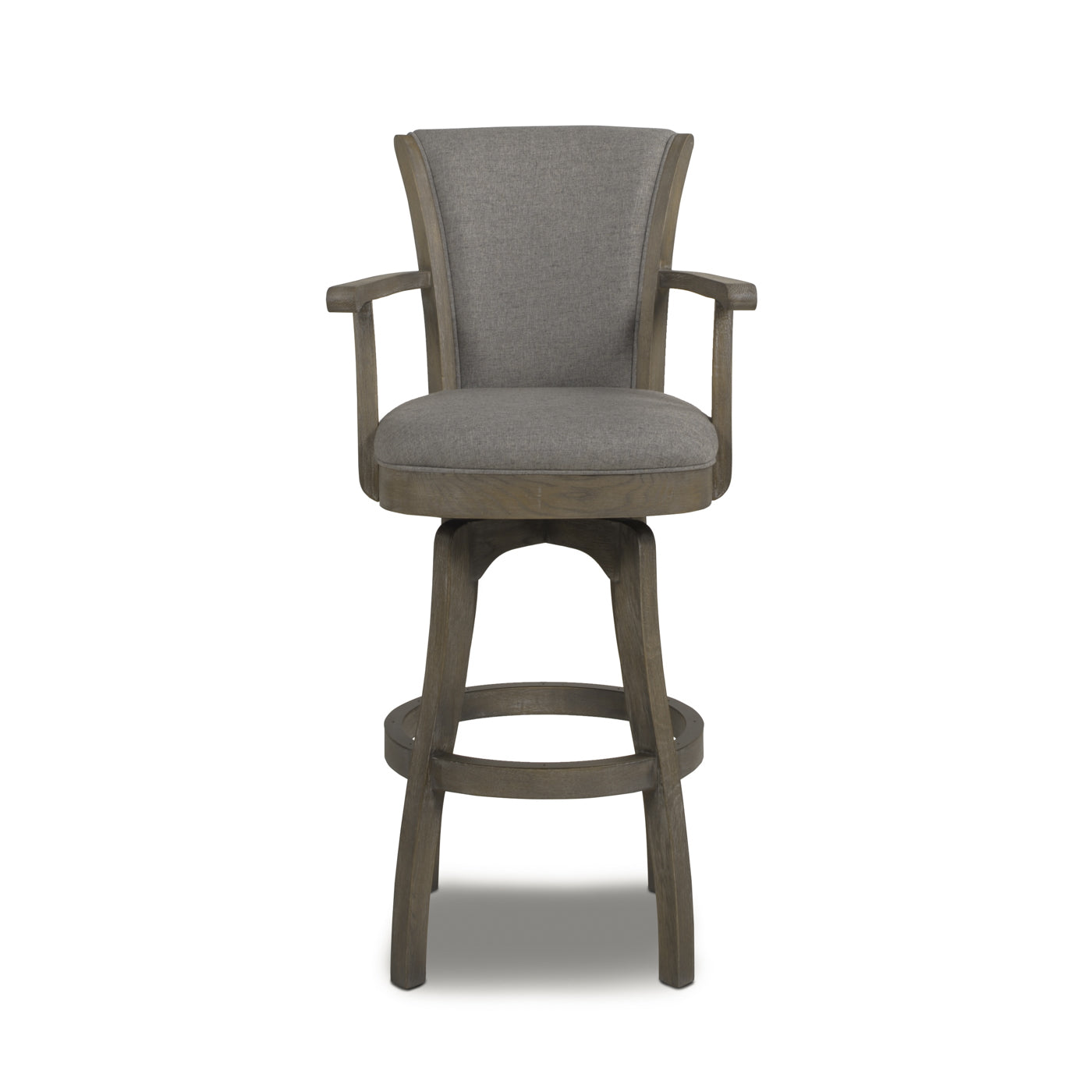 Williams 31In Swivel Bar Stool With Armrests, Heathered Grey Linen Gray Foam Linen