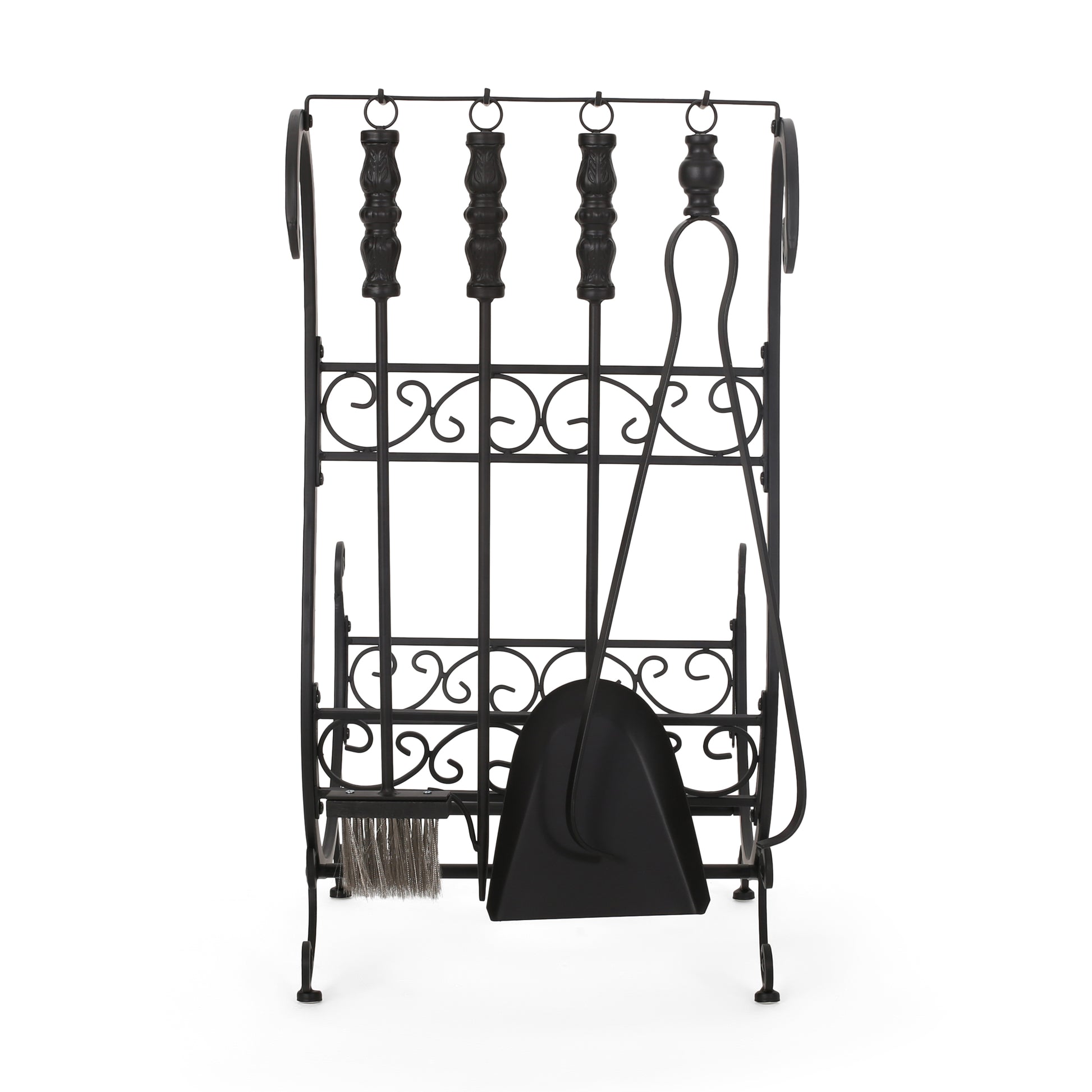 Log Rack And Tools Matt Black Iron