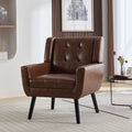 Modern Soft Leather Material Ergonomics Accent Chair Living Room Chair Bedroom Chair Home Chair With Black Legs For Indoor Home Brown Pu Brown Foam Upholstered