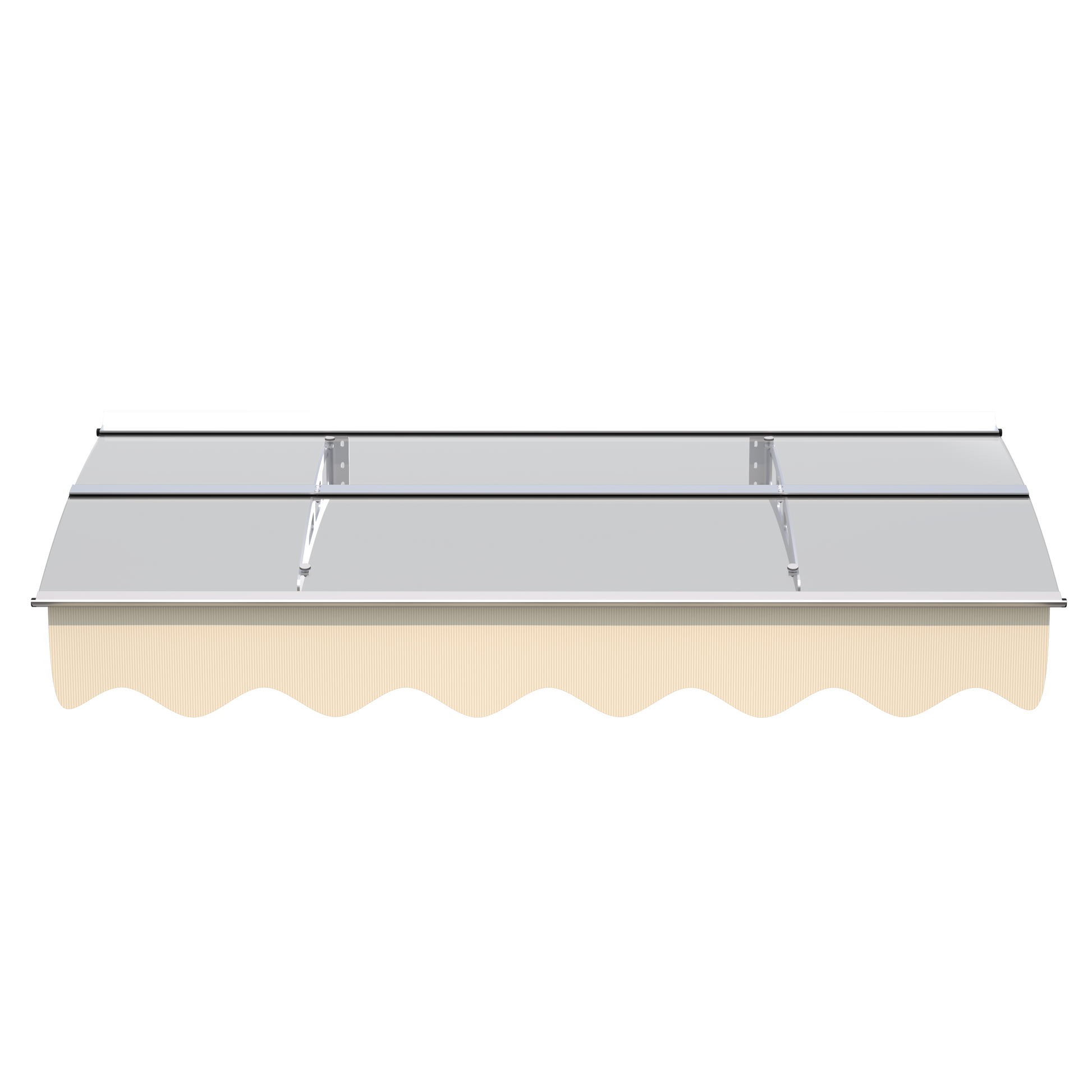 Da5934C Series Door Window Awning Canopy Made Of 0.137Inch Thick Crystal Solid Polycarbonate Sheet And Aluminum Alloy With Valance In Size Of 59" Wide X 34" Deep For Masonry Concrete Wall House Only. Silver Clear Square No Foundation Needed Garden &