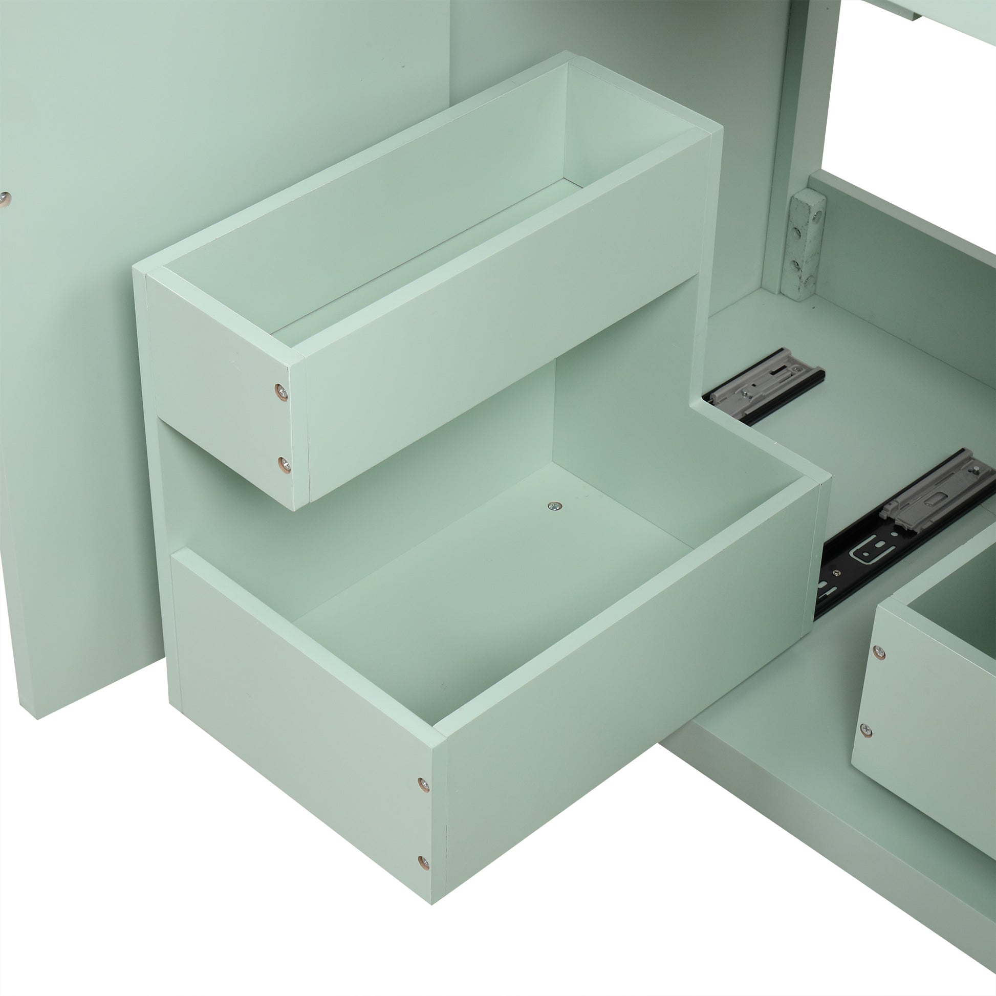 30" Bathroom Vanity With Sink, Multi Functional Bathroom Cabinet With Doors And Drawers, Solid Frame And Mdf Board, Green Green Solid Wood Mdf