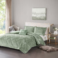 4 Pcs Velvet Comforter Set With Throw Pillow Full Queen Full Green Polyester