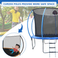 12Ft Trampoline With Enclosure Recreational Trampolines With Ladder And Anti Rust Coating, Pumpkin Shaped Trampoline With Slide And Basket Board, Astm Approval Outdoor Trampoline For Kids Black Blue