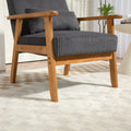 Leisure Chair With Solid Wood Armrest And Feet, Leisure Chair, Wood Frame, Velvet, L, Solid Rubber Wood Legs, Mid Century Modern Accent Chair, For Living Room Bedroom Studio Chair Dark Gray Corduroy