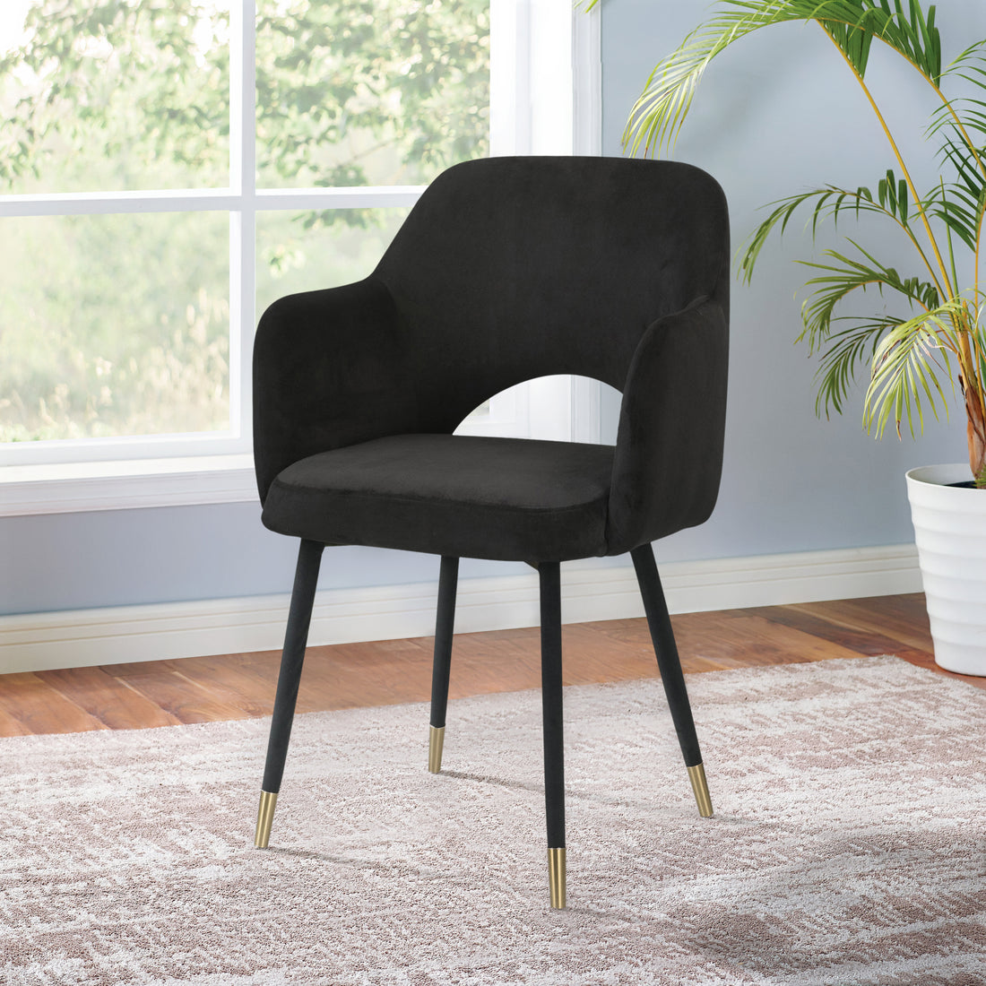 Black And Gold Upholstered Accent Chair With Open Back Black Gold Primary Living Space Contemporary Fabric Metal