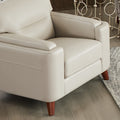 Elm Leather Chair Beige Down Filling Genuine Leather