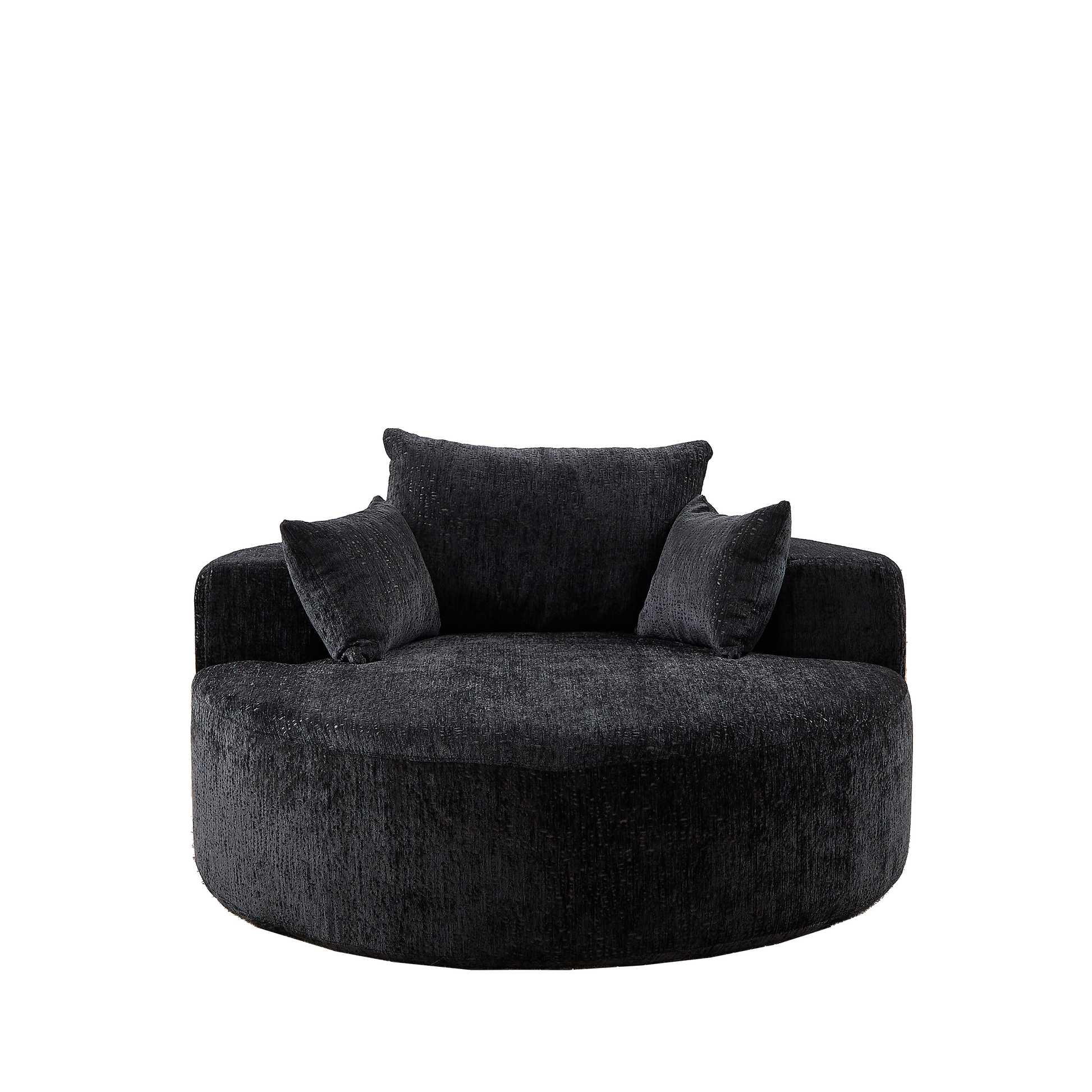 55''L Chenille Sponge Single Sofa,No Assembly Required,Fluffy Modern Sleeper Chair For Living Room, Bedroom, Lounge And Projection Room Not A Swivel Chair. Black Foam Chenille 1 Seat