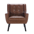 Modern Soft Leather Material Ergonomics Accent Chair Living Room Chair Bedroom Chair Home Chair With Black Legs For Indoor Home Brown Pu Brown Foam Upholstered