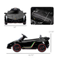 Aosom Lamborghini Veneno Licensed Kids Electric Car With Bluetooth, 12V Ride On Car With Butterfly Doors, Remote Control, Portable Battery, Suspension System, Horn, Songs, Lights, Black Black