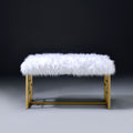 White And Gold Bench With Sled Base White Gold Bedroom White Contemporary Fabric Metal