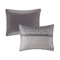 6 Piece Reversible Jacquard Quilt Set With Throw Pillows Grey Taupe Full Queen Grey Taupe Cotton