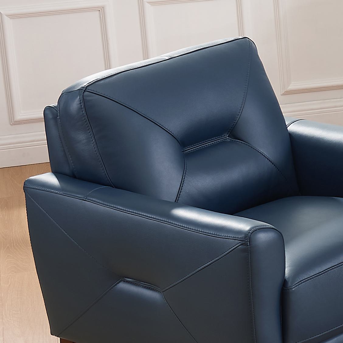 Mavis Leather Chair Navy Memory Foam Genuine Leather