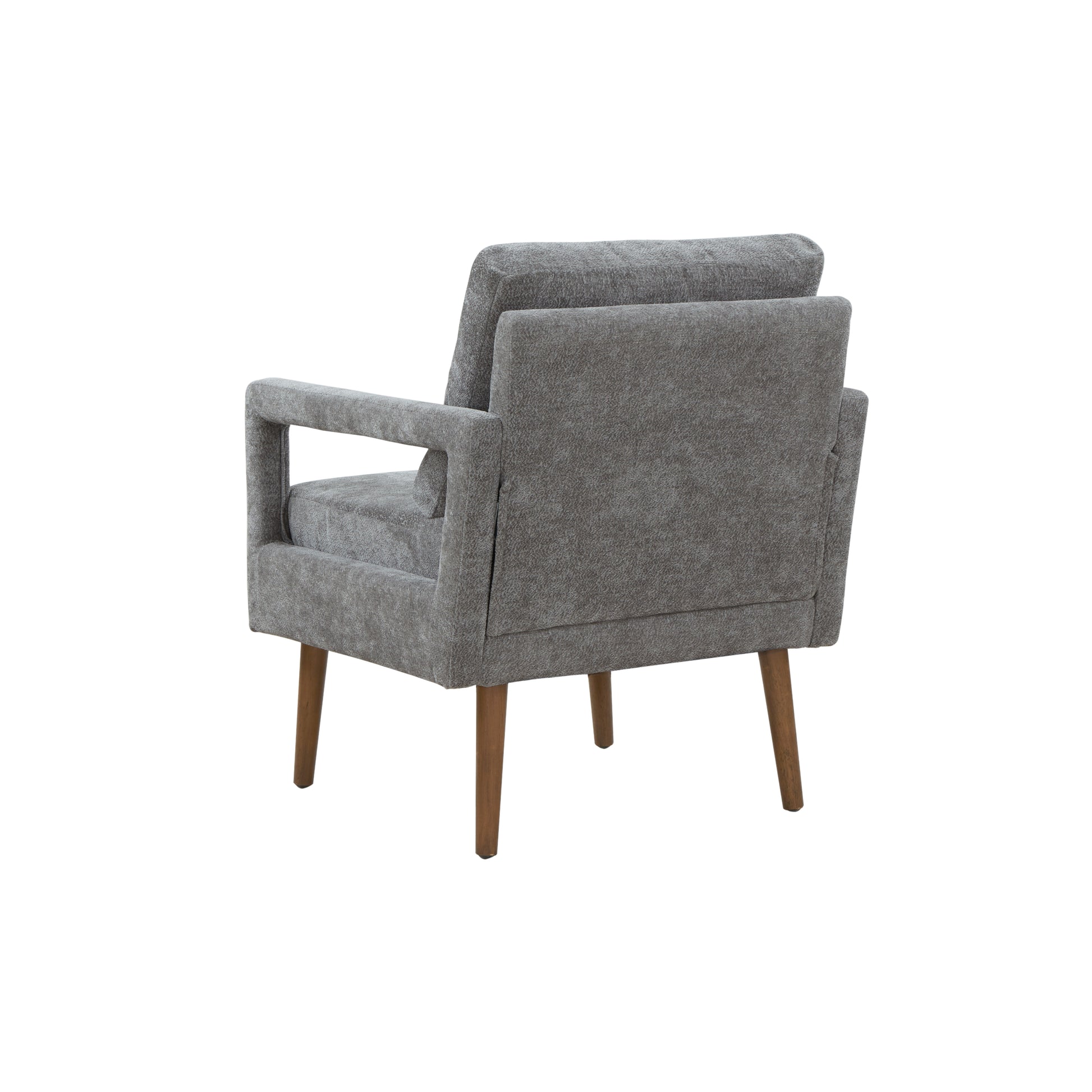 Mid Century Armchairaccent Chair With Chenille Armrest & Soft Cushion For Living Room, Bedroom, Home Office, Study, Grey Gray Light Brown Primary Living Space American Design,Modern Birch Foam Wood Fabric