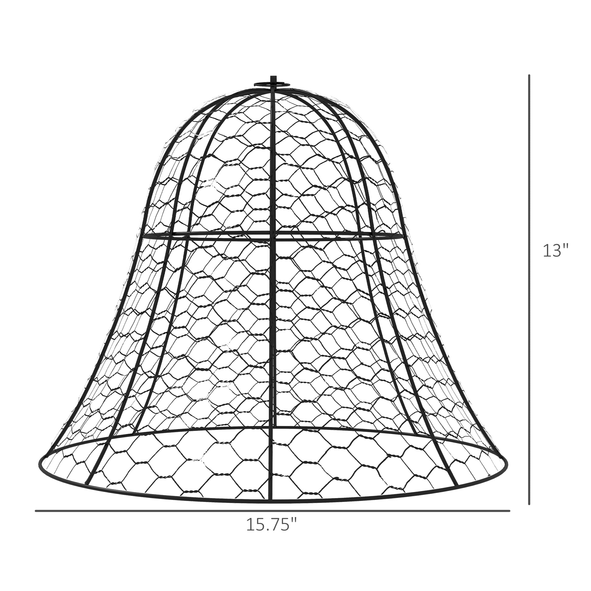 Outsunny Garden Chicken Wire Cloche, 16" X 13" Stackable Animal Plant Protectors, 6 Pack Of Metal Crop Cages To Keep Animals Out, Black Black Steel