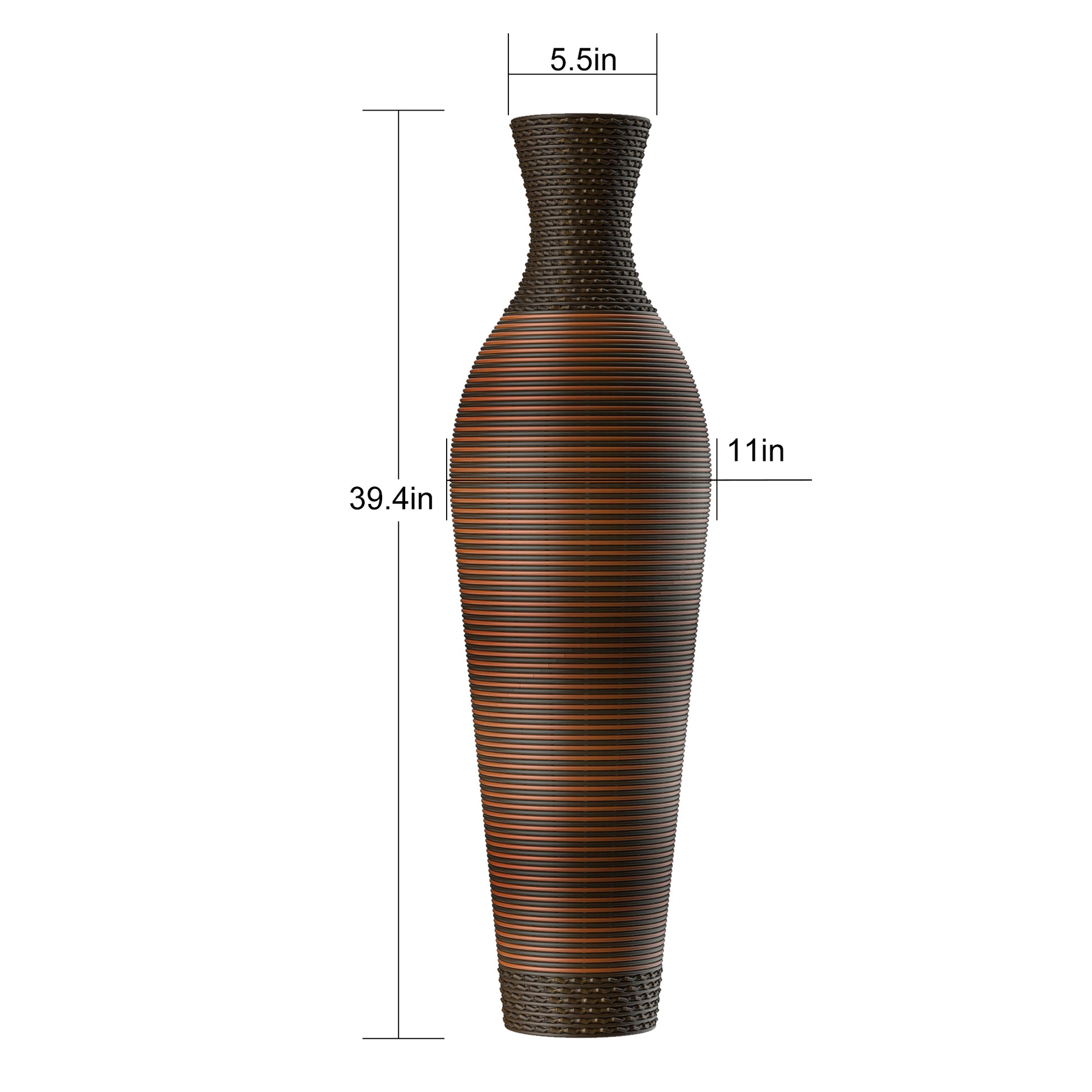 39 "Tall Standing Designer Floor Vases With Elegant Two Tone Dark Brown Finishes Ideal For Decorating Living Rooms, Bedrooms, Entryways Perfect For Decorating Your Home Black Gray American Design,American Traditional,Antique Pvc