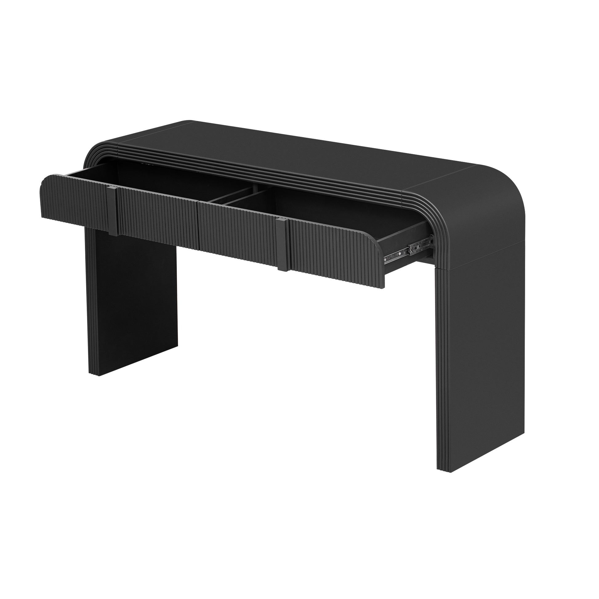 Unique Modern Rounded And Smooth Surface Console Table With 2 Drawers For Living Room And Entryway Black Black Primary Living Space Drawers Glossy Mdf