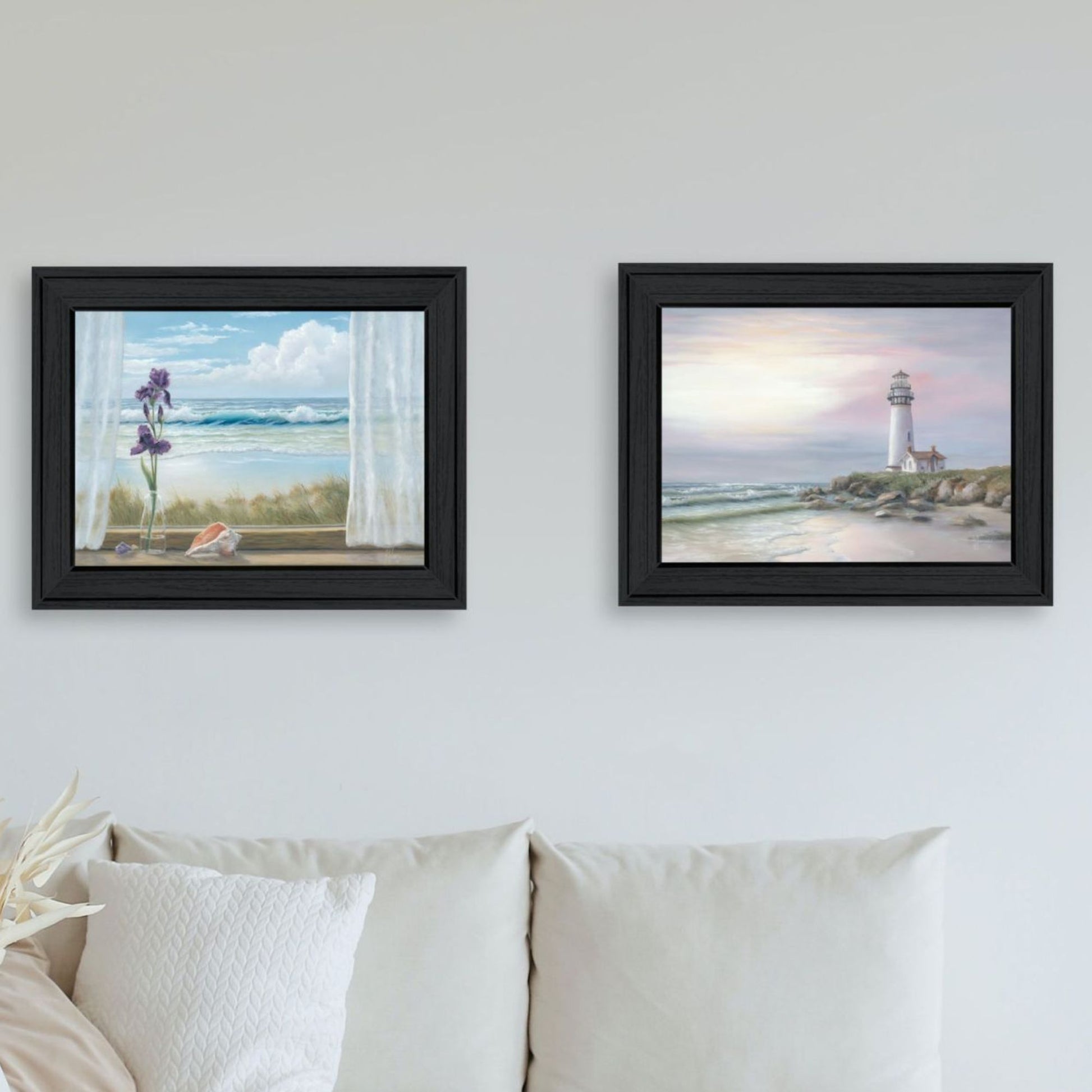 "Lighthouse At Sunset" Framed Wall Art For Living Room, Wall Art Print For Home Decor, Bedroom Wall Art By Georgia Janisse Multicolor Wood Paper